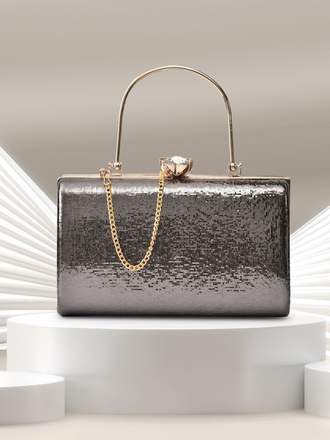 FOR THE BEAUTIFUL YOU Embellished Glossy Box Clutch