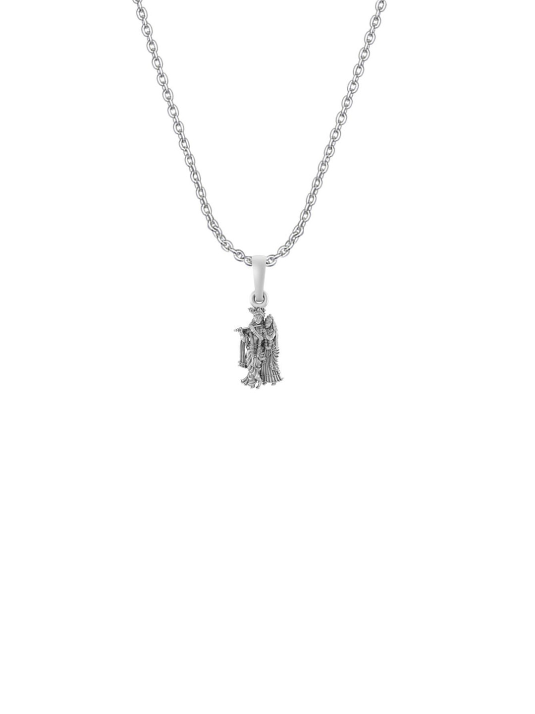 Metronaut Men 925 Sterling Silver Radha Krishna Pendant With Anchor Chain