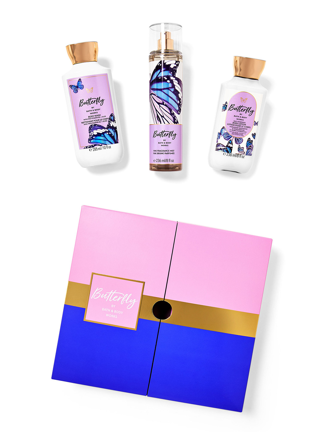 Bath & Body Works Butterfly Gift Box Set - Body Wash + Fragrance Mist + Body Lotion