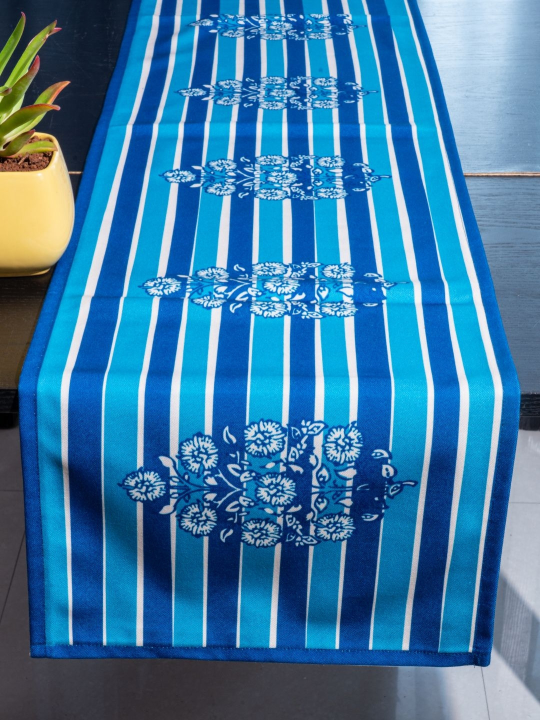 Indisca Designs Blue & White Printed Table Runner