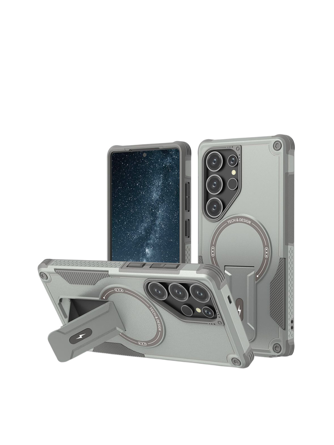 Luxury Kase Solid Printed Samsung Galaxy S25 Ultra 5G Back Cover with Portable Kickstand