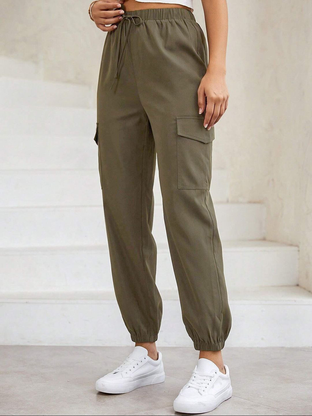 FERY LONDON Women Classic Cotton Cargos Trousers