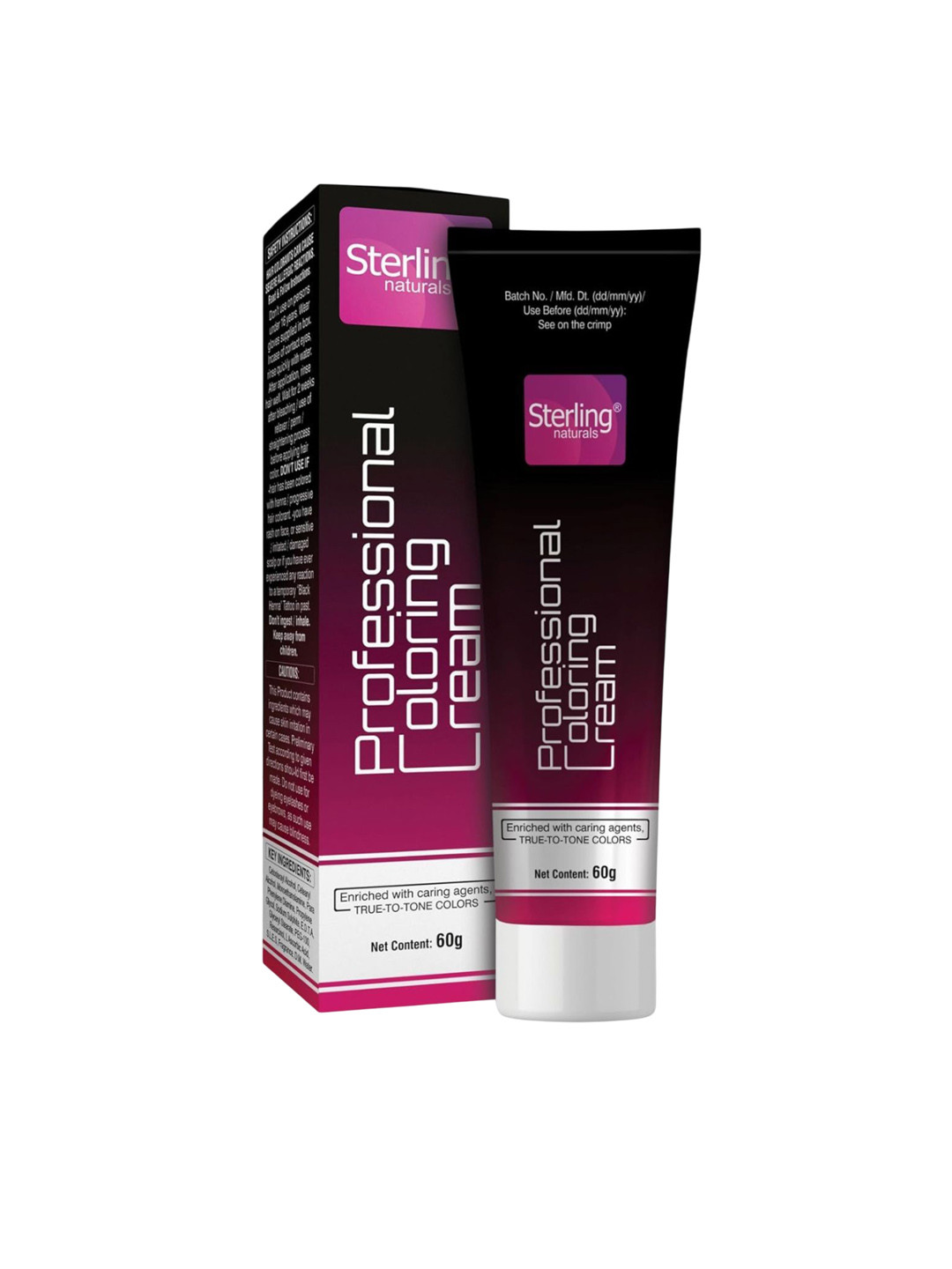 Sterling Naturals Set Of 2 Women Hair Color Cream Active Keratin - 60 g Each - Black