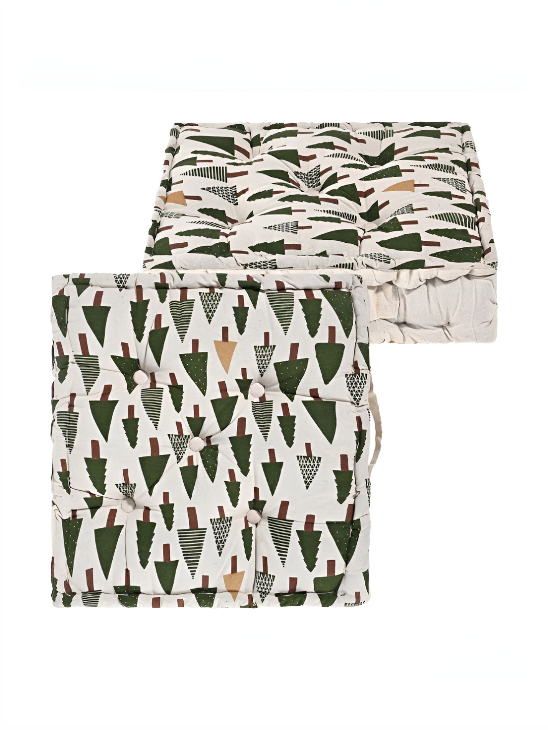 Myntra Elegant Homes White & Green 2 Pieces Tree Printed Cotton Chair Pads
