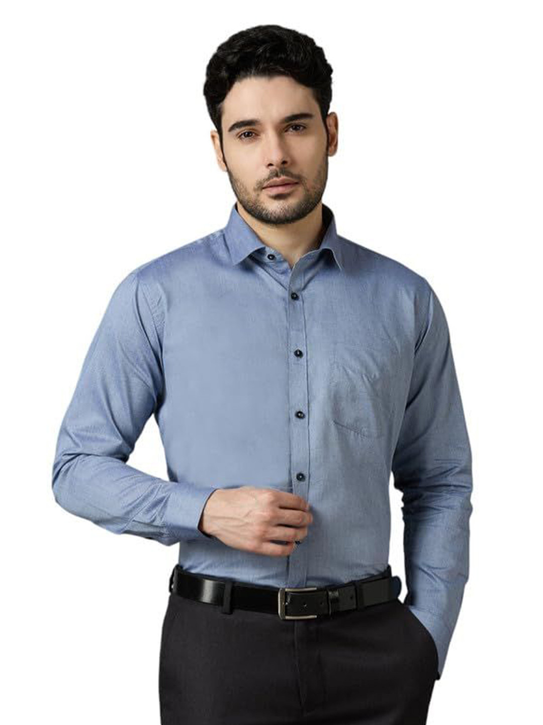 Allen Brown Men Long Sleeves Solid  Formal Shirt