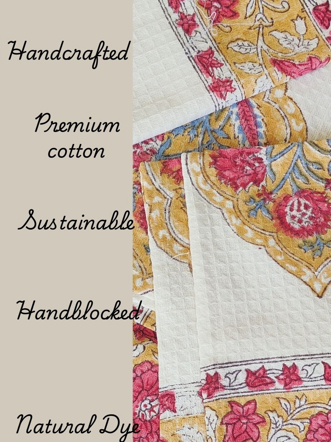 Pink Potli White & Yellow Floral Printed Organic Cotton 300 GSM Bath Towel