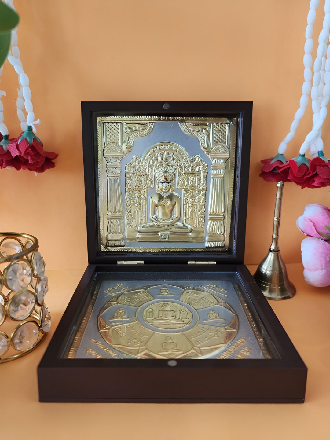 HOUSE OF WEMY Brown & White Lord Mahavir Religious Foot Prints Pocket Temple