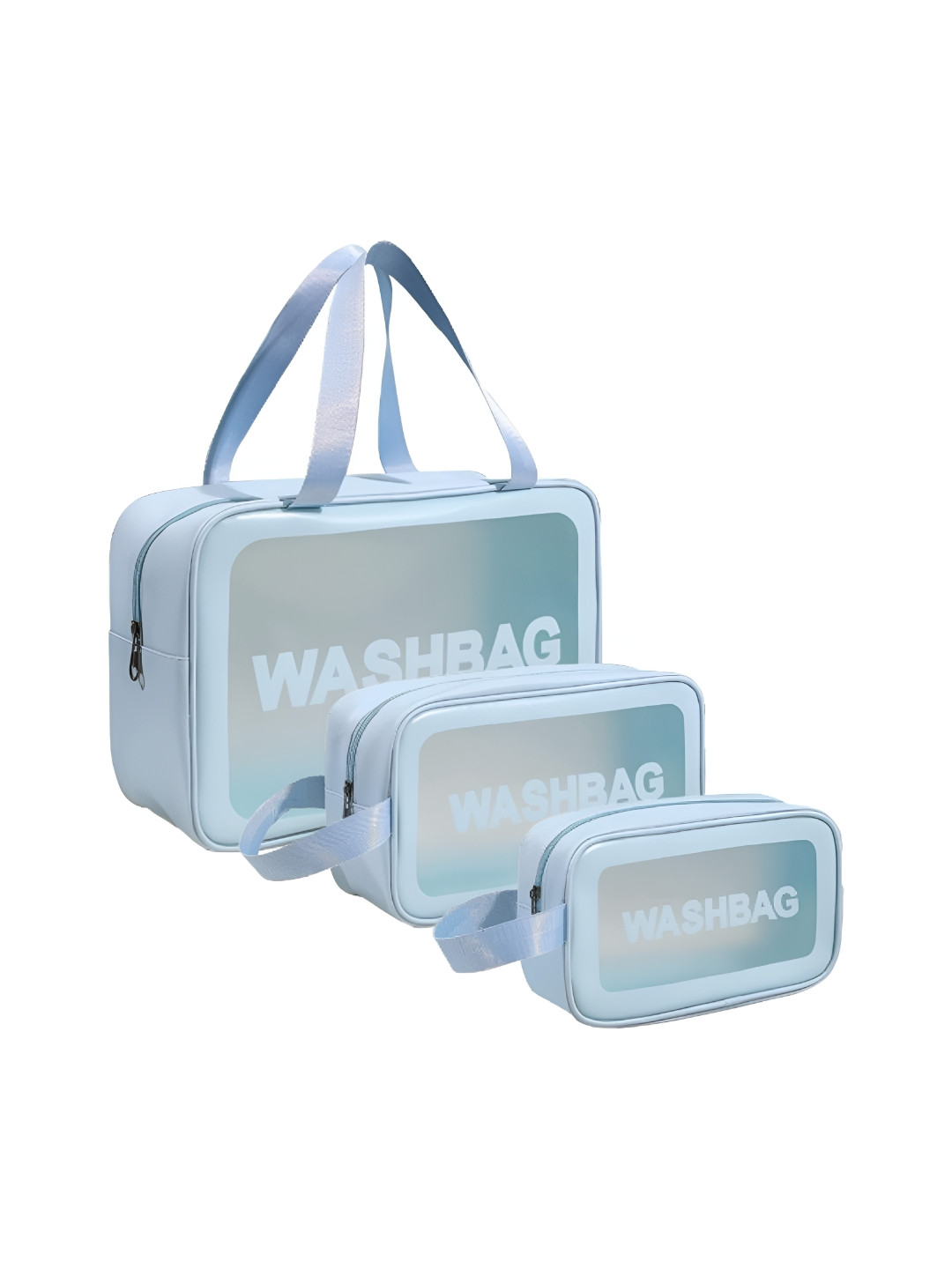 Panchhi Store Blue 3 Pieces Reusable Makeup Organisers With Zip & Hand Strap