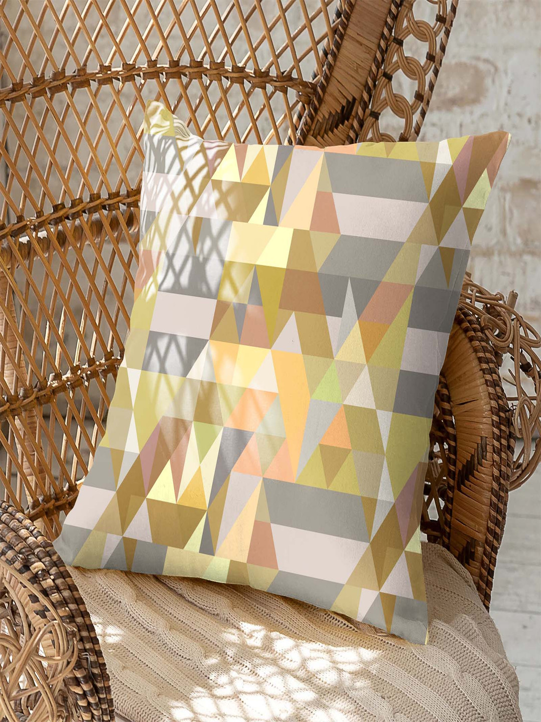 CASABLEU Ruga Yellow & Grey 2 Pieces Abstract Printed Square Cushion Covers