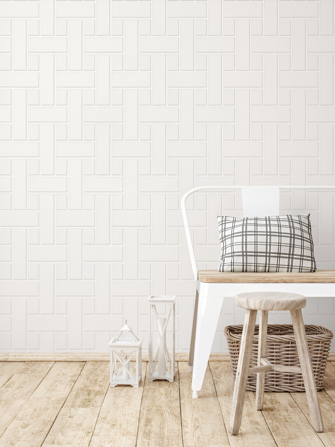 Fedora Wallpapers Comfortable Stripes White & Grey 3D Printed Waterproof Wallpaper