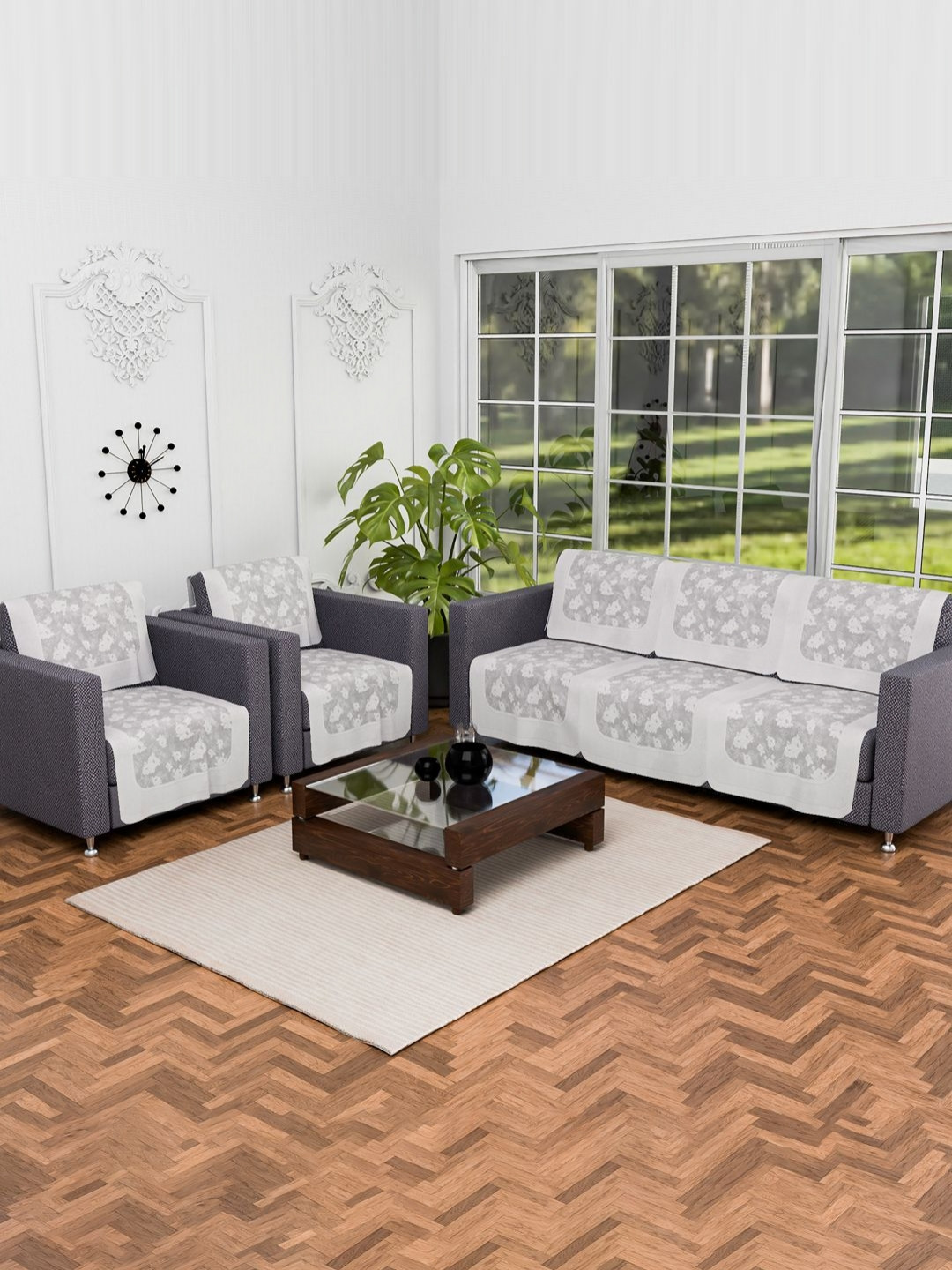 Myntra Elegant Homes Cream-Coloured Cotton Sofa Cover