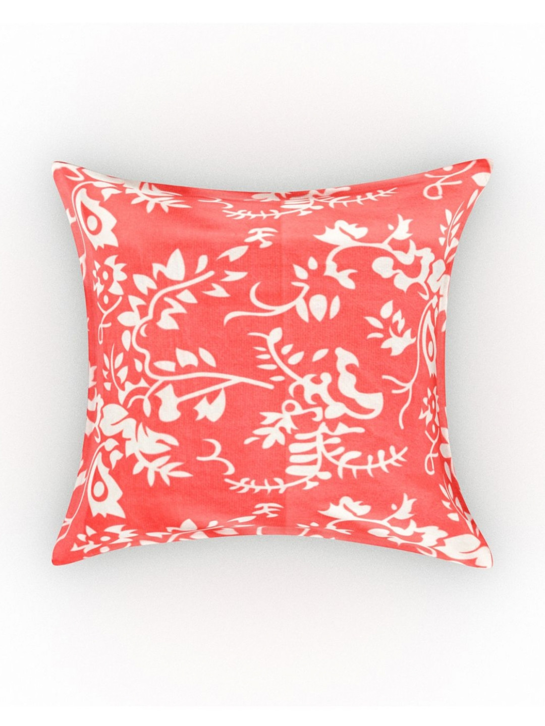 METRO LIVING Red & White 5 Pieces Floral Printed Square Cushion Covers
