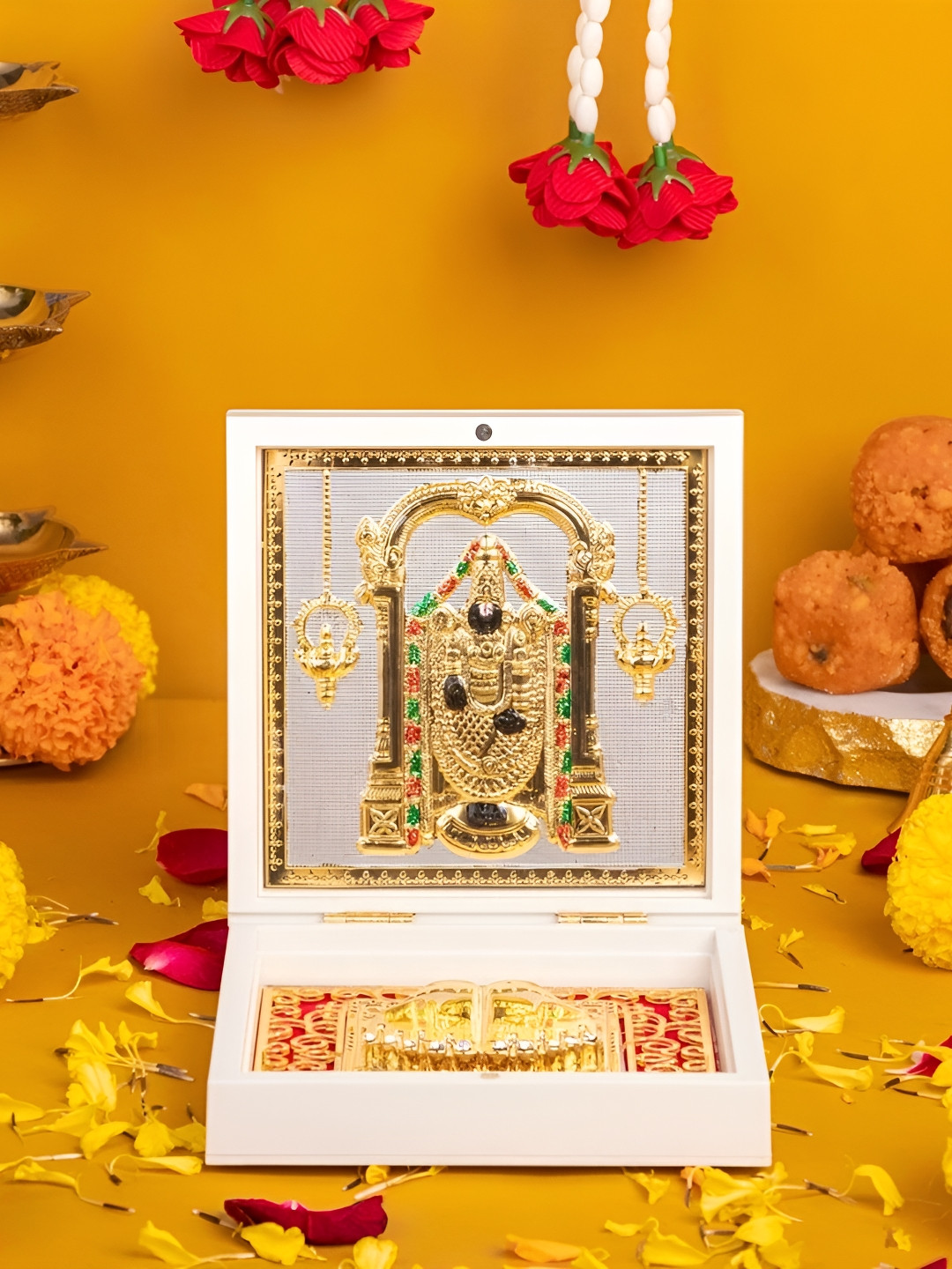 HOUSE OF WEMY White Lord Balaji Religious Foot Prints