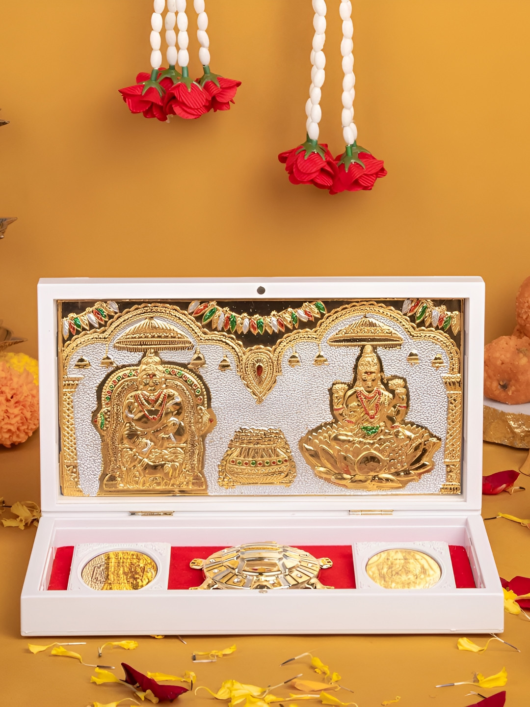 HOUSE OF WEMY Brown & White Laxmi Kuber Religious Foot Prints