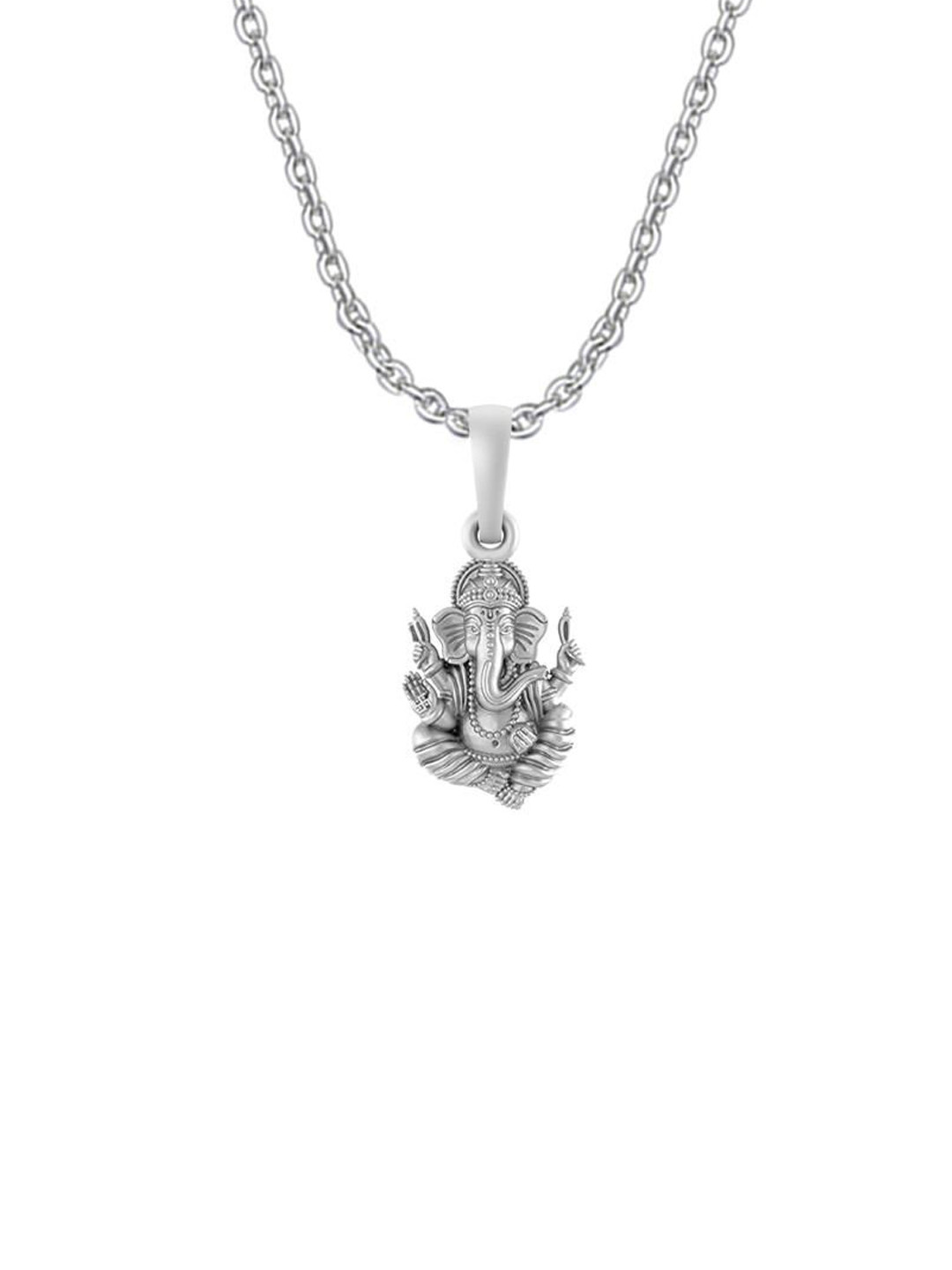 Metronaut Men 925 Sterling Silver Ganesh Pendant With Anchor Chain