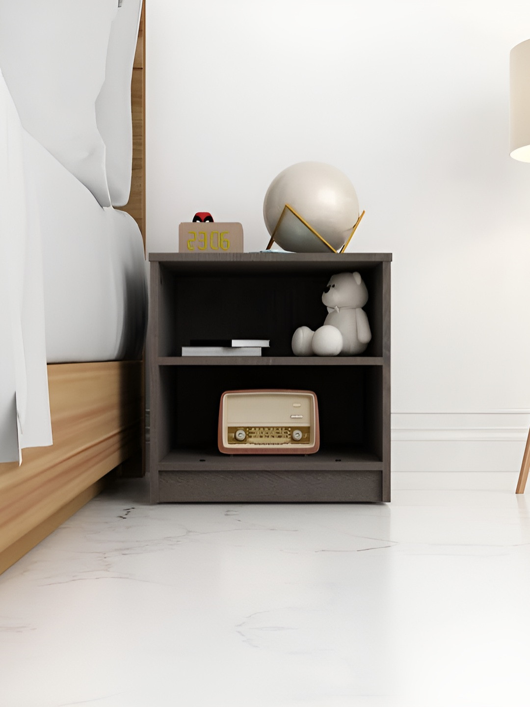 SIVOM Brown Wooden Square Bedside Table