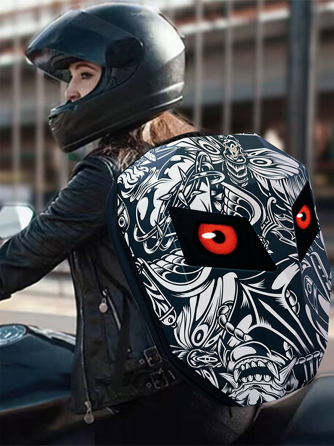 REDHORNS Unisex Graphic Contrast Detail Backpack with Anti-Theft