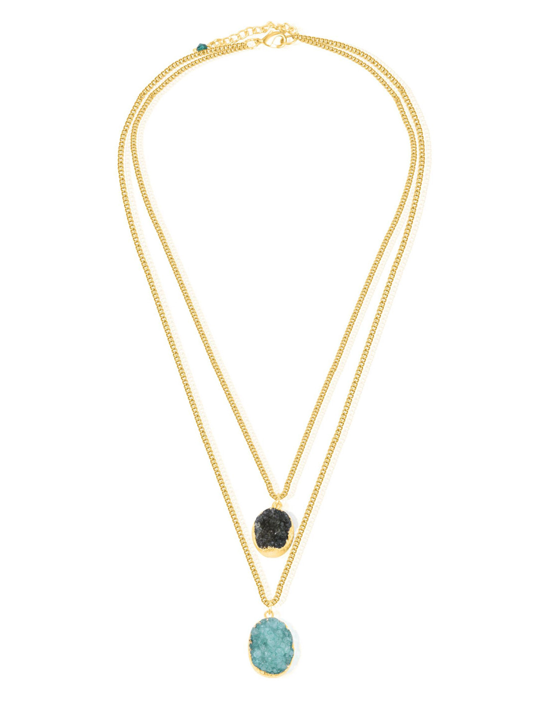 Evteraa Gold-Plated Agate Studded Oval Shaped Desire Ignited Pendant With Chain