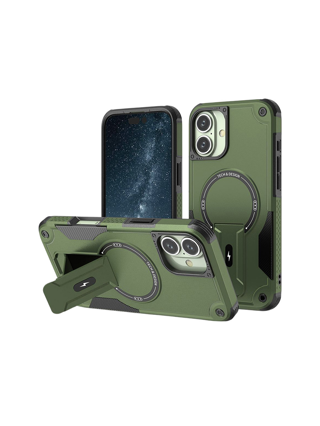 Luxury Kase IPhone 16 Plus Back Cover with Portable Kickstand