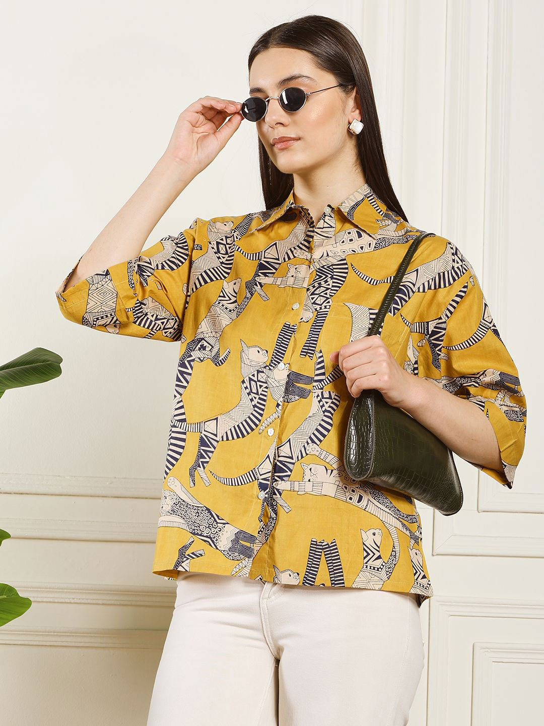 HANDICRAFT PALACE Women Comfort Animal Printed Casual Oversized Shirt