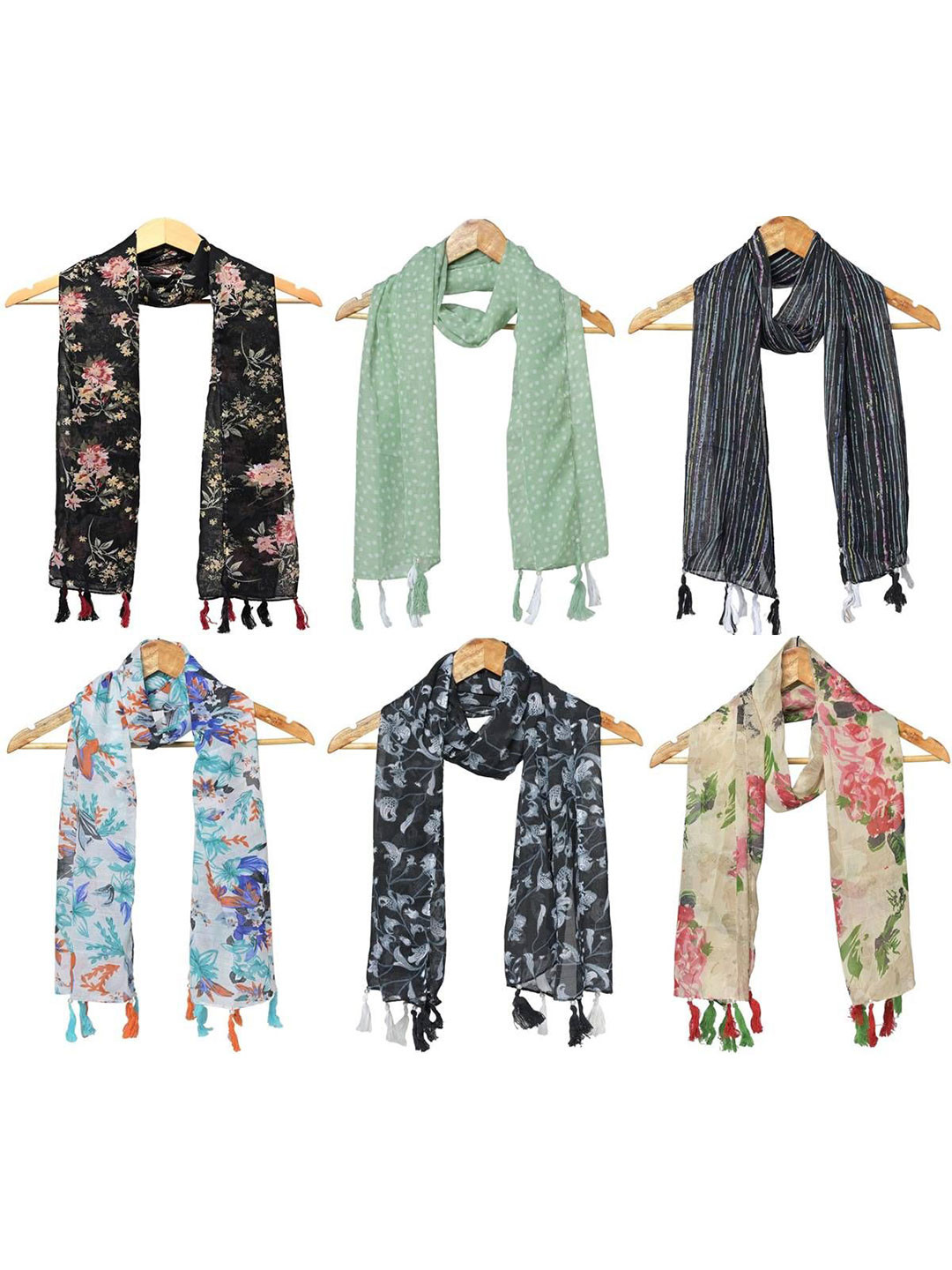 StoleVilla Women Pack Of 6 Floral Printed Stole