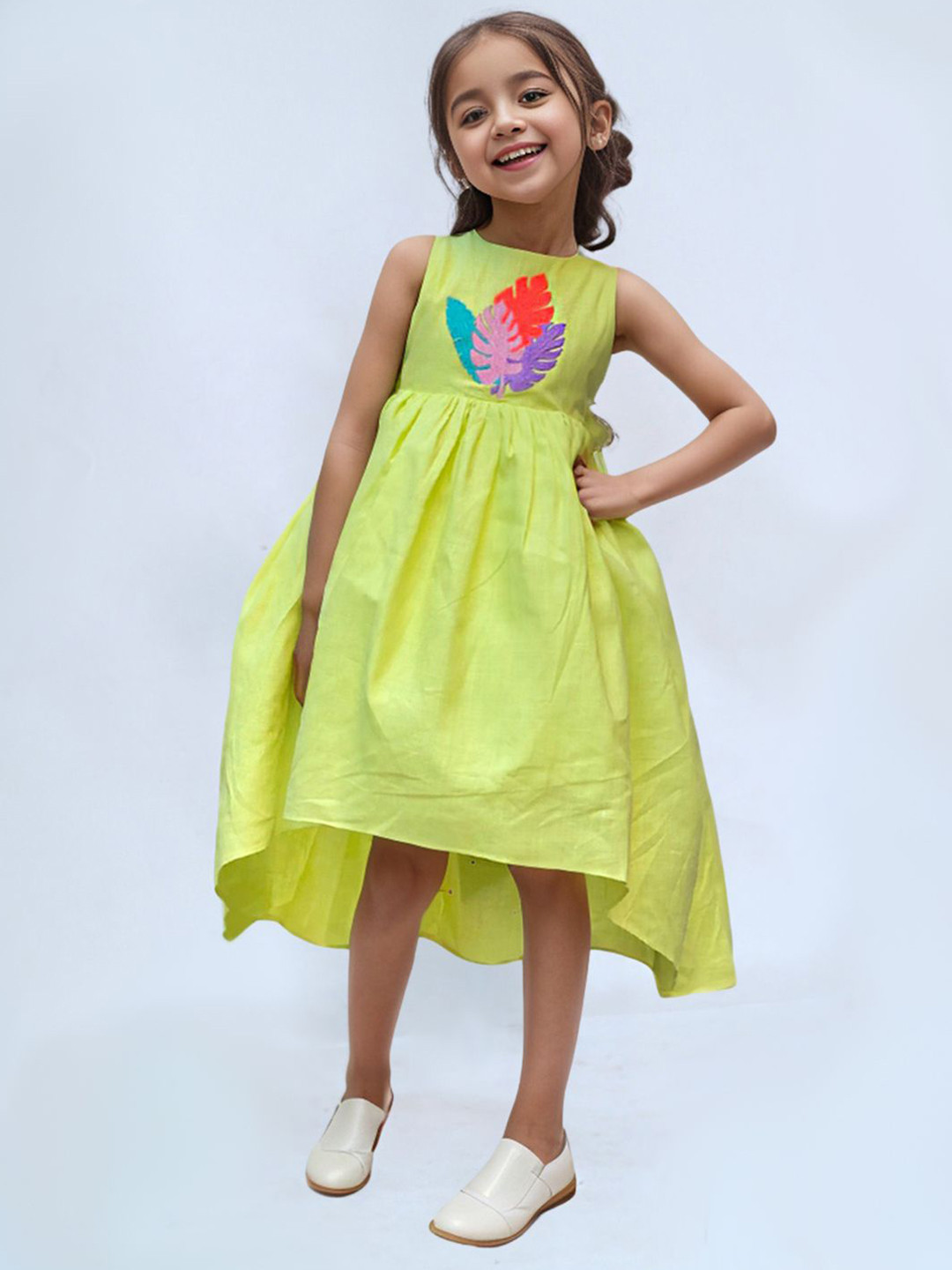 ArthLife Girls Printed Sleeveless Fit and Flare Dress