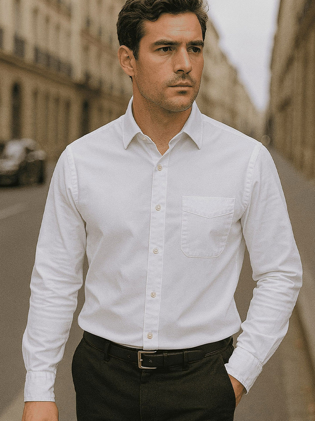 TRYBUY.IN Men White Full Sleeves Casual Shirt