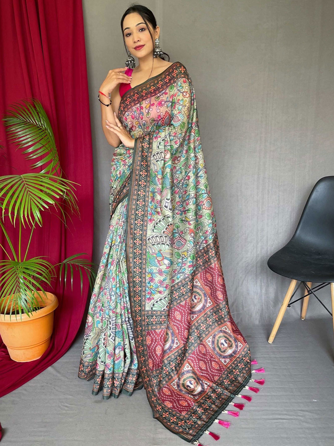 LeeliPeeri Women Designer Kalamkari Saree