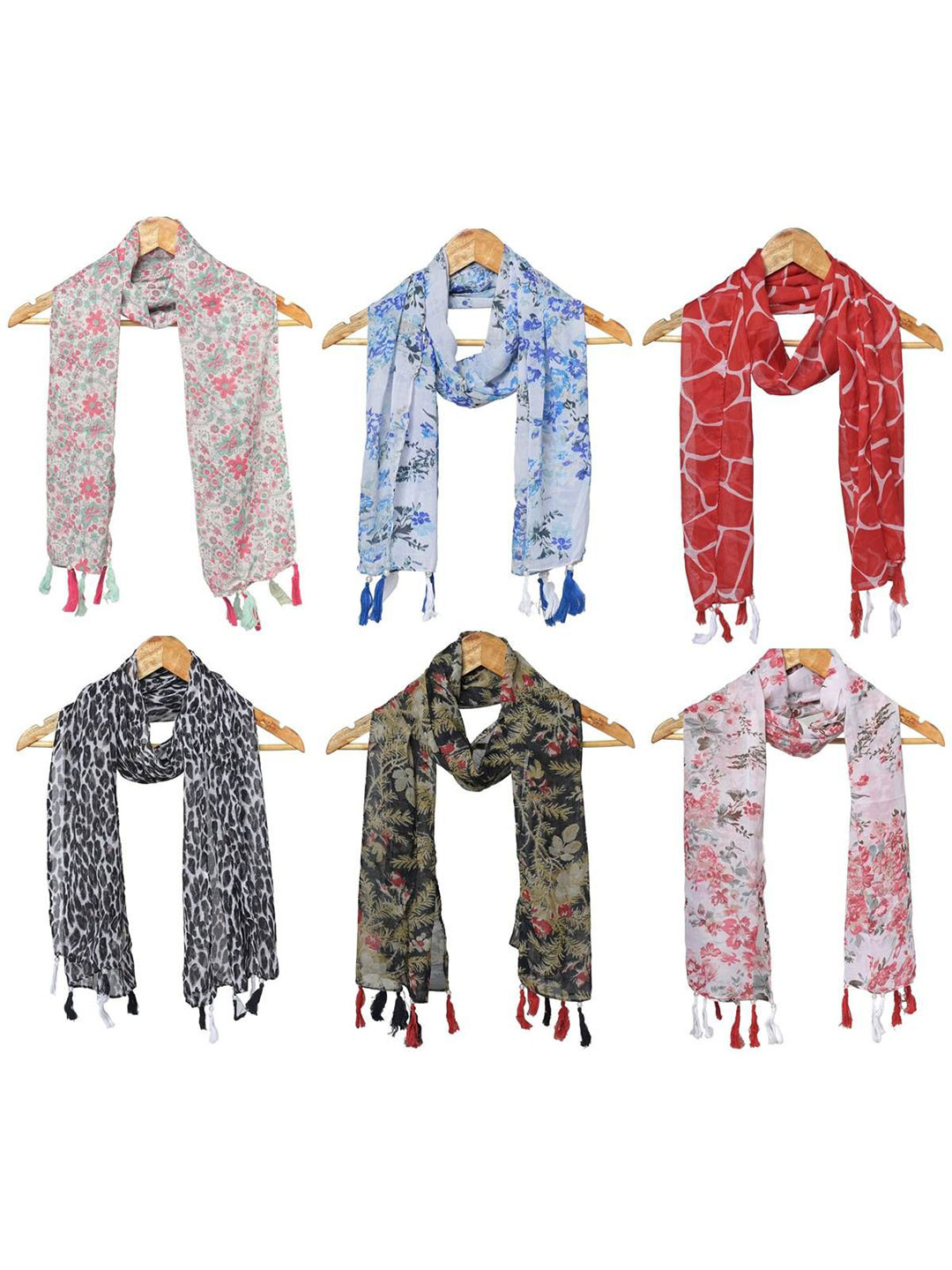 StoleVilla Women Pack of 6 Printed Chiffon Stole