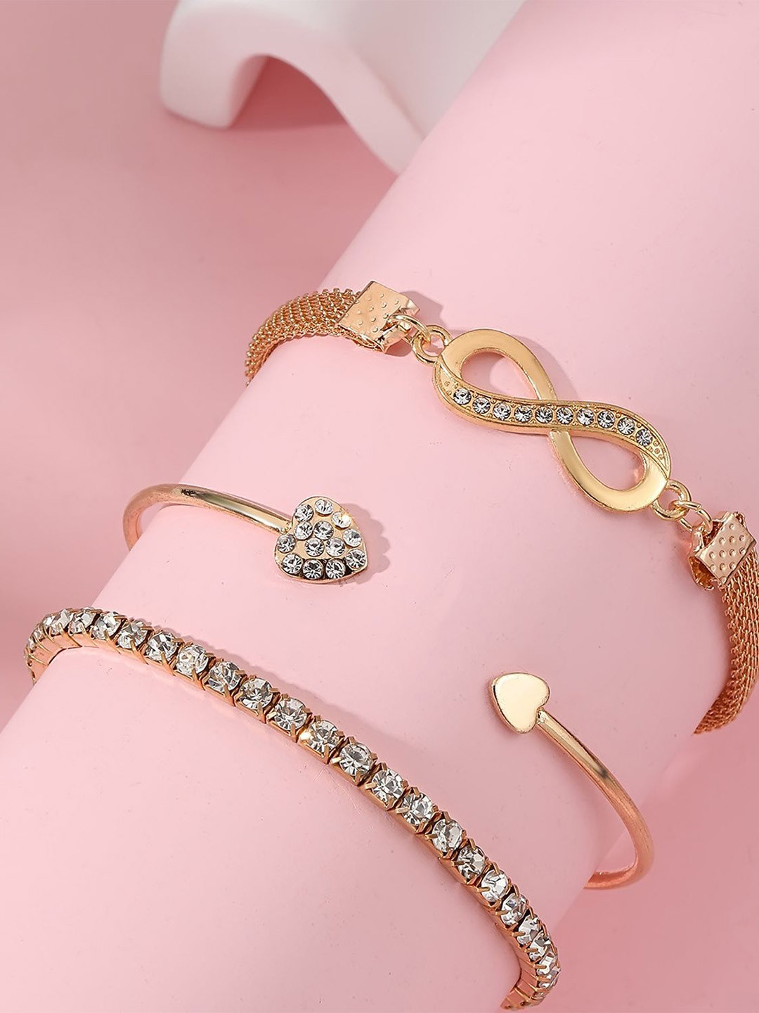 Thrillz Women 3 Cubic Zirconia Gold-Plated Charm Bracelet