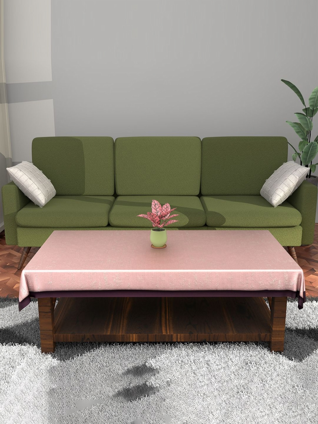 Myntra Elegant Homes Pink Swiss Cotton 4-Seater Table Cover