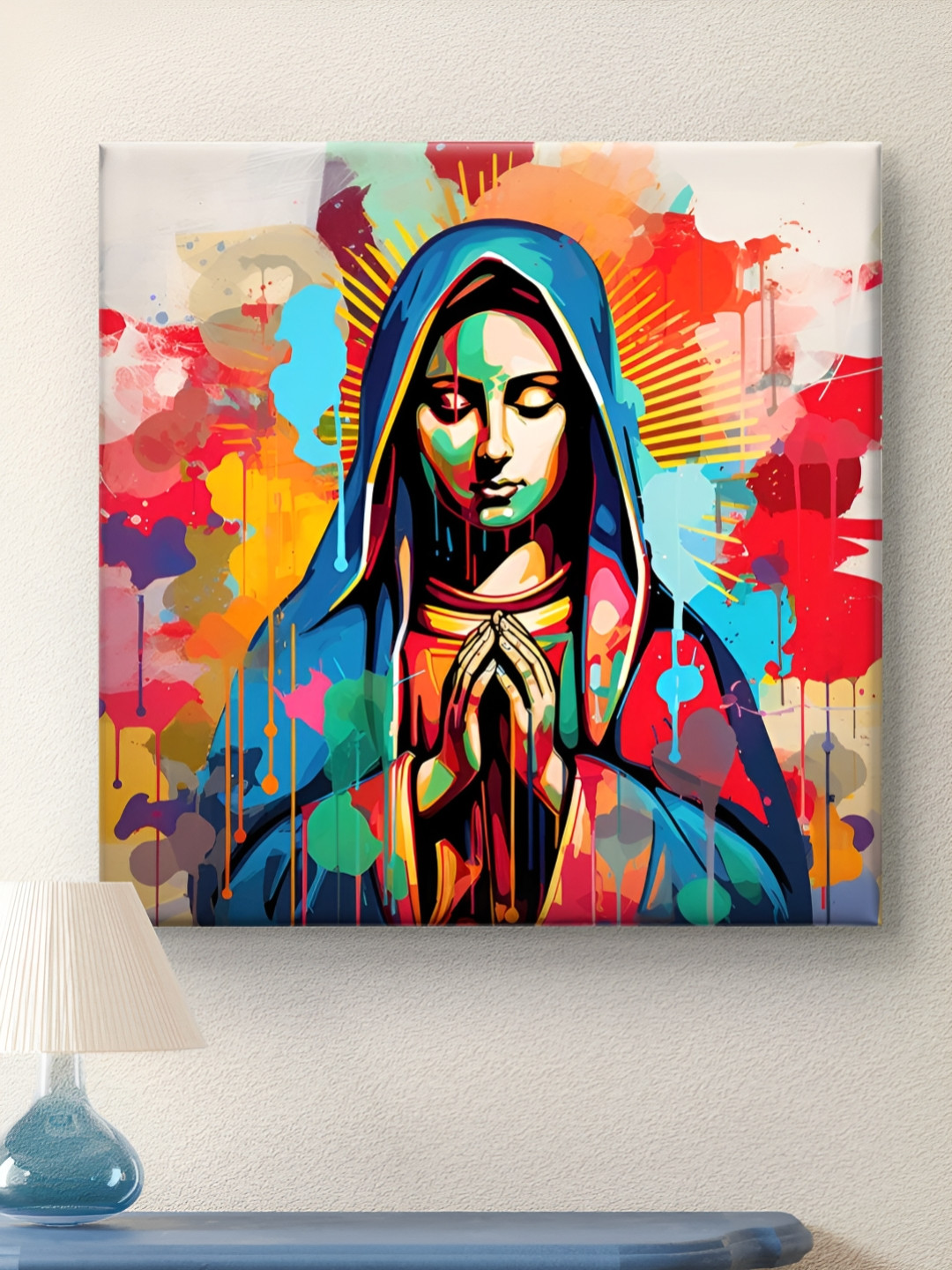 Livin'luxe Mother Mary Canvas Wall Square Paintings Wall Art - 24 x 24 In