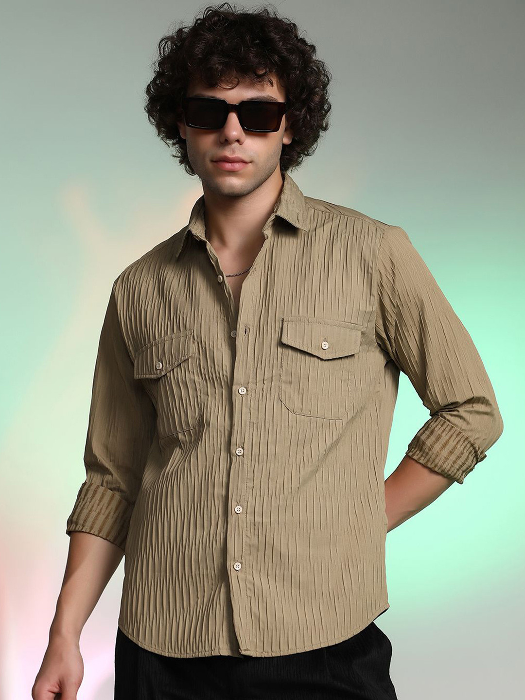 Campus Sutra Men Classic Creased Utility Shirt