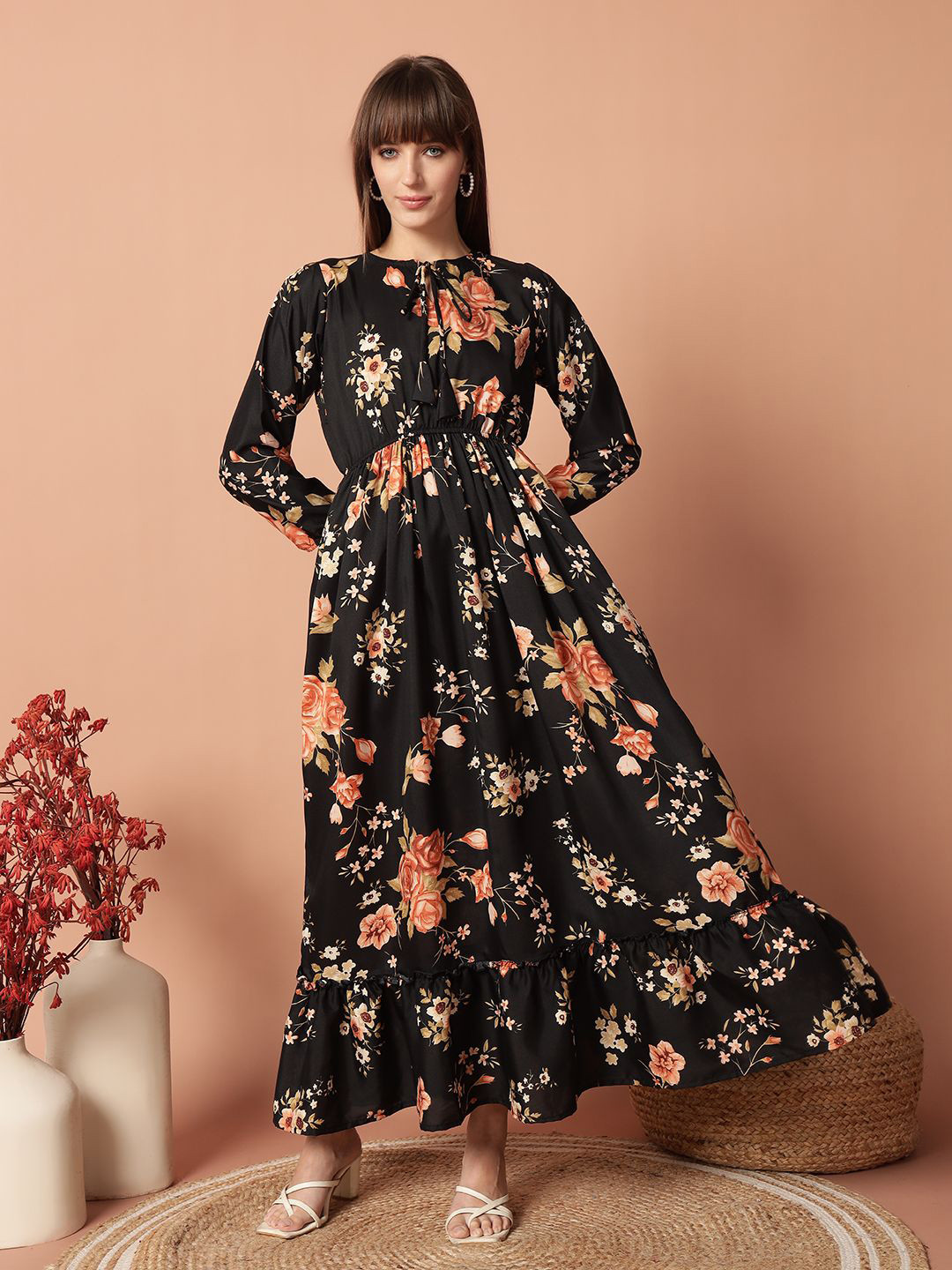 Raiyani Enterprise Floral Printed Fit & Flare Maxi Dress