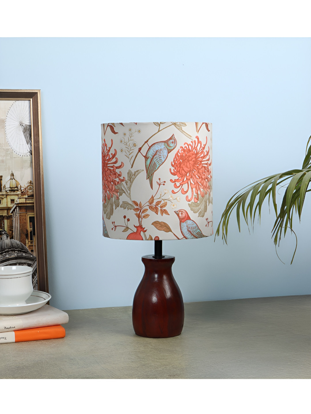 Two Moustaches White & Orange Metal Table Lamp