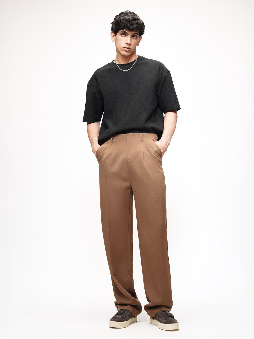 FREAKINS Men Straight Fit Double Pleated Korean Pants