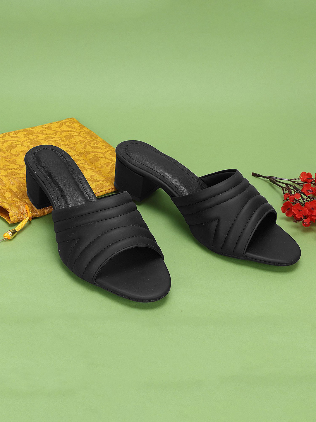 Commander Shoes Women Textured Open Back Pump Heels