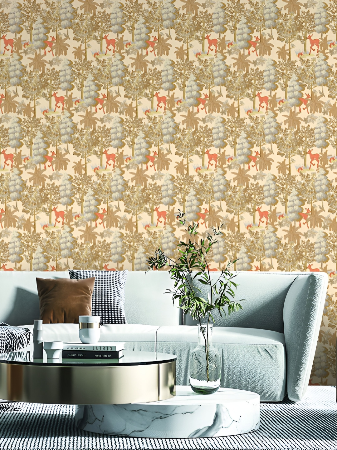Fedora Wallpapers Beige & Brown 3D Printed Waterproof PVC Wallpaper