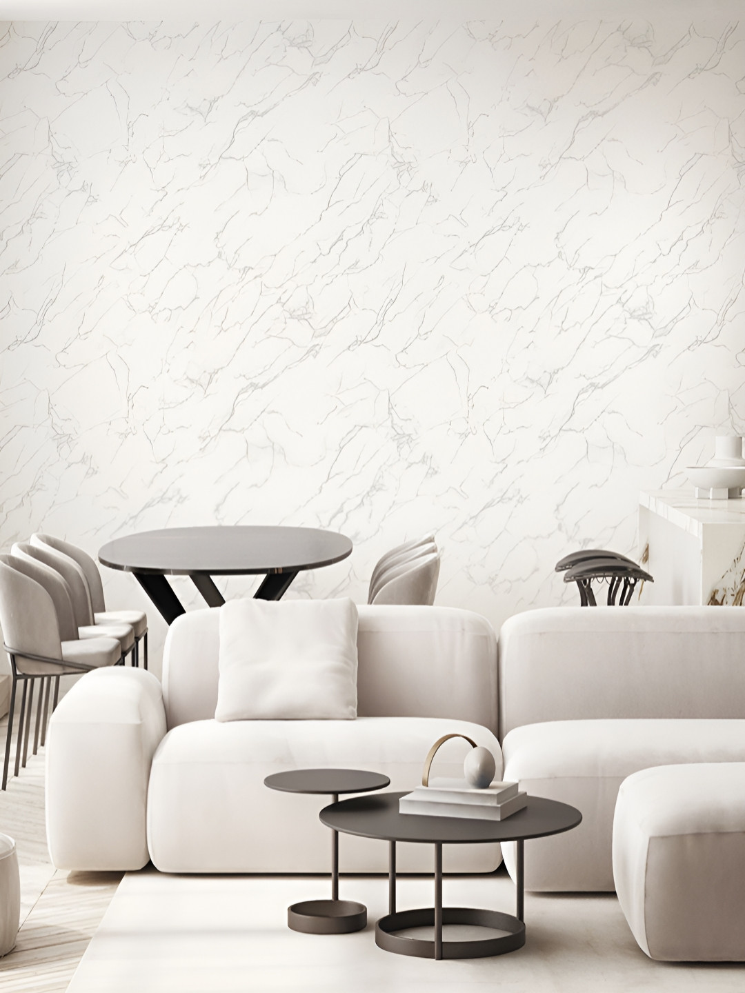 Fedora Wallpapers White & Grey Printed PVC Wallpapers