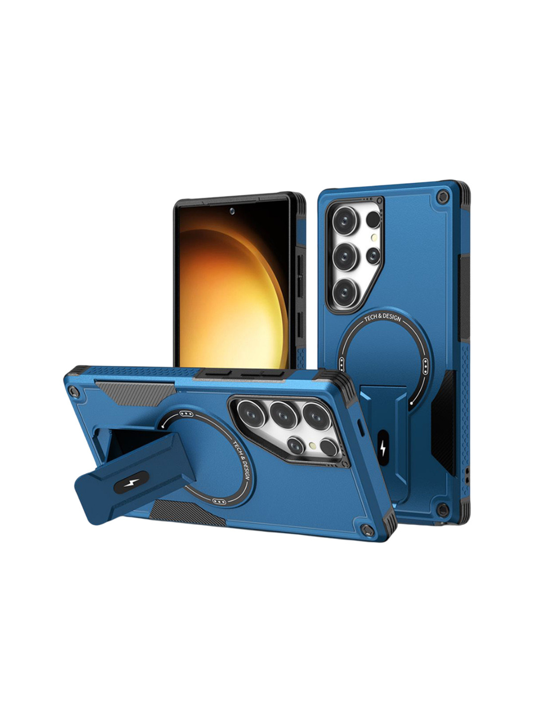 Luxury Kase Unisex Samsung Galaxy S24 Ultra 5G Back Cover with Portable Kickstand