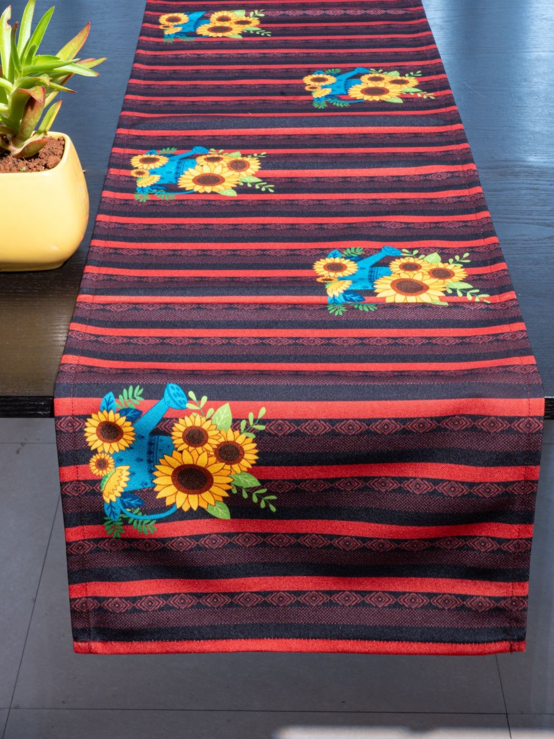 Indisca Designs Red & Yellow Sunflower Printed Table Runners
