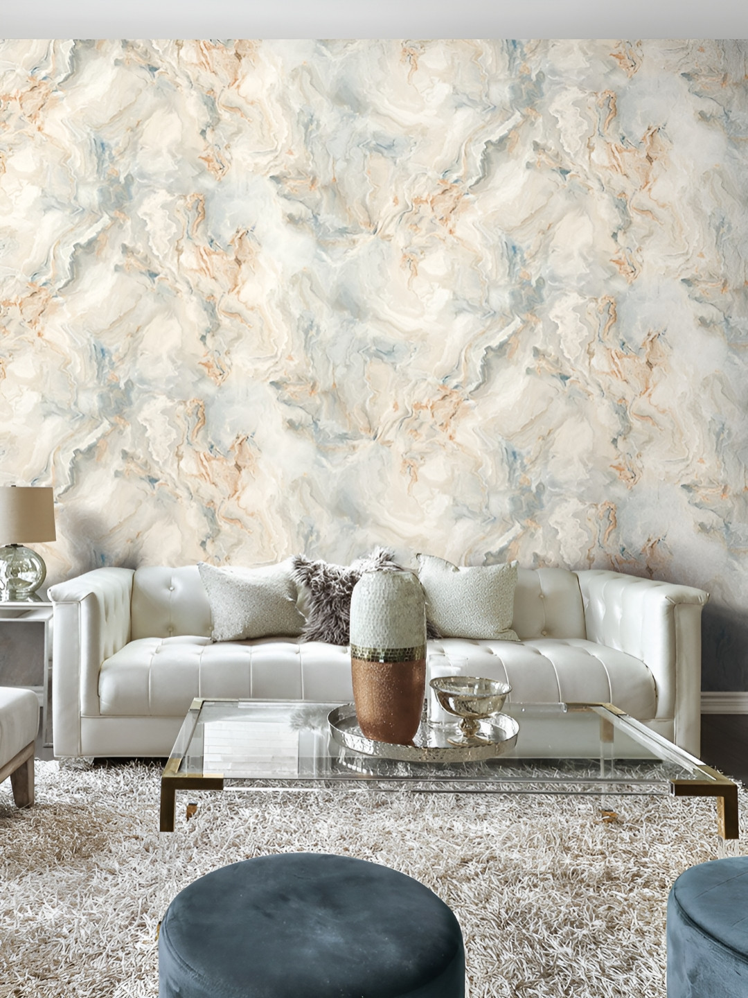 Fedora Wallpapers Comfortable Stripes Blue 3D Strom Printed Waterproof Wallpaper