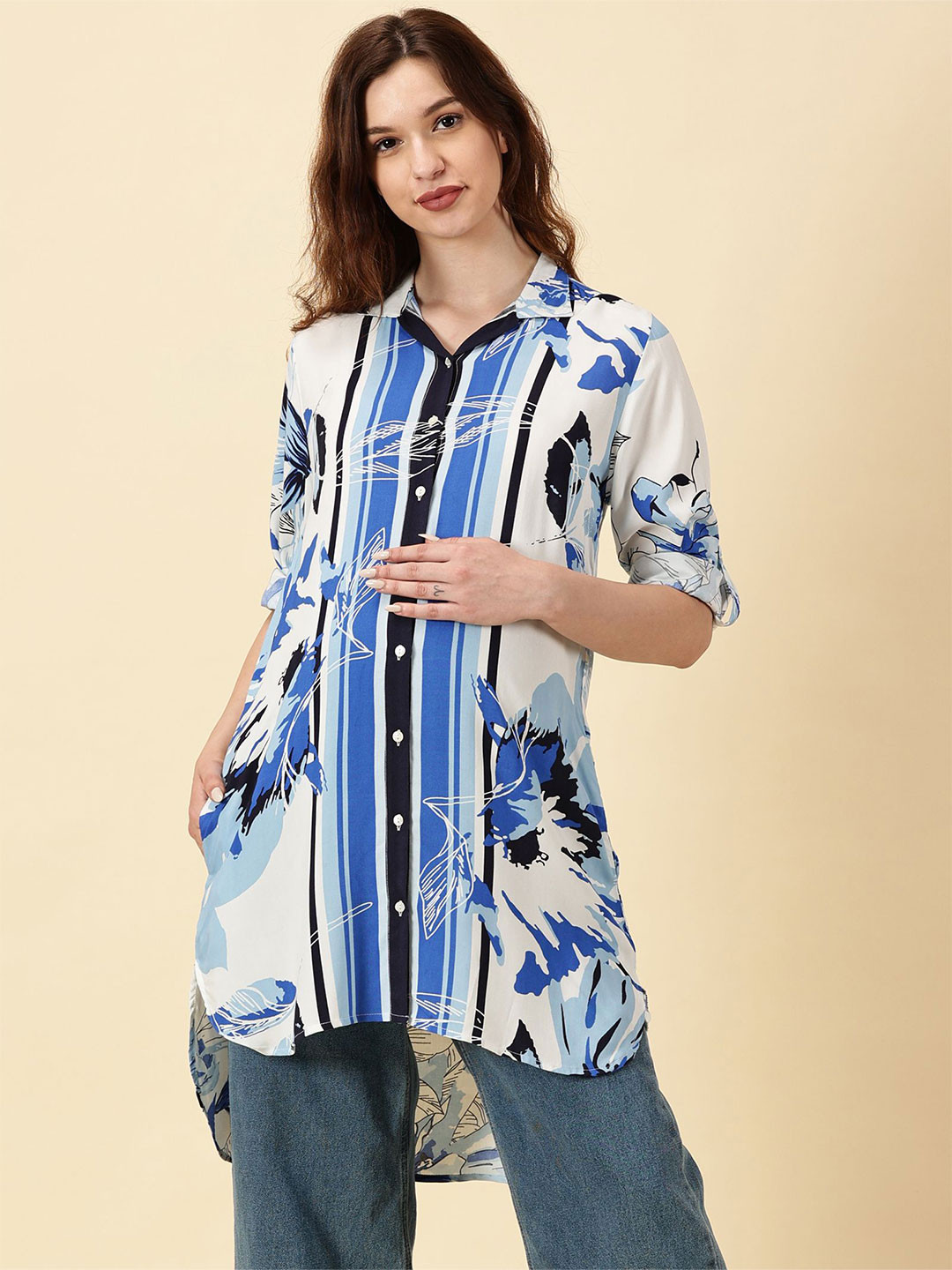 PURPLE FLAUNT Women Maternity Printed Tunic