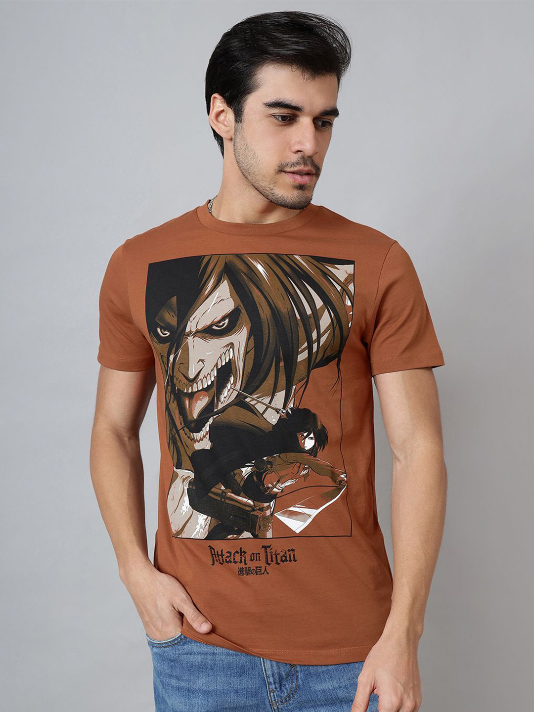 Free Authority Men Attack On Titan printed Regular Fit Tshirt