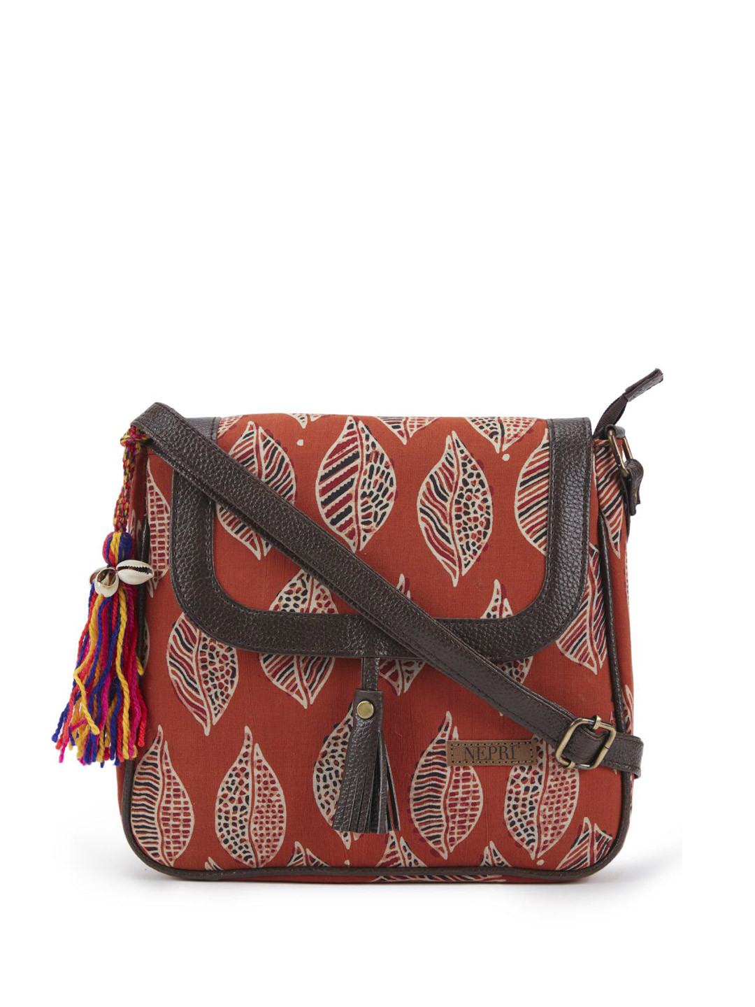 NEPRI Women Printed Sling Bag with Tasselled