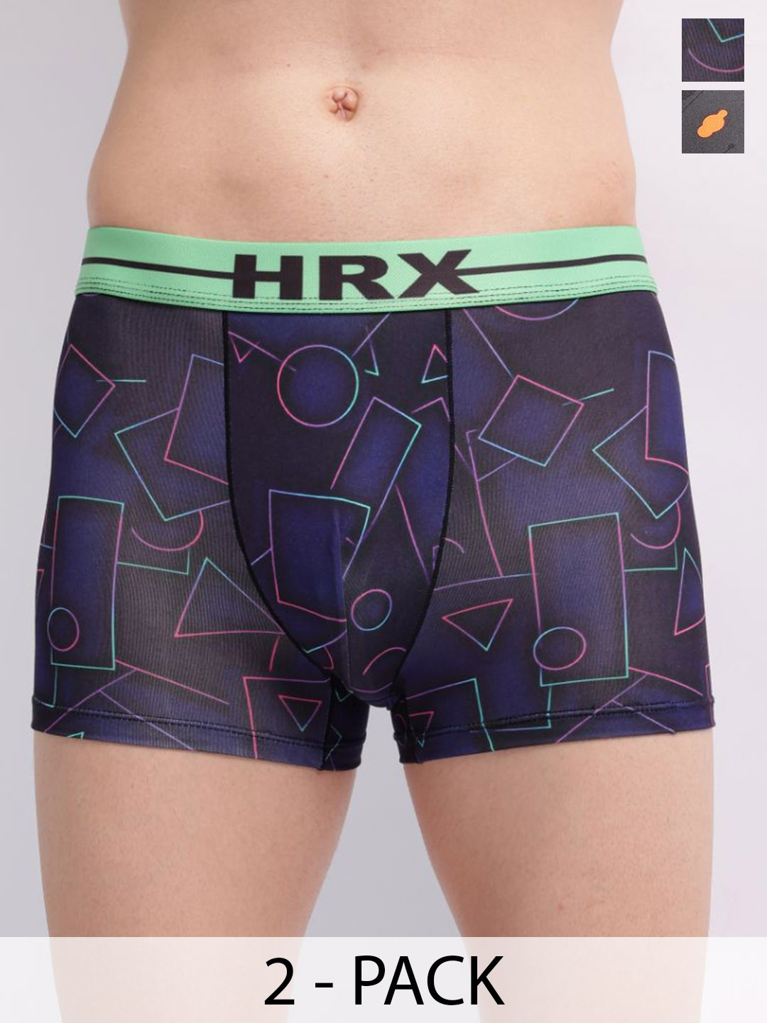 HRX by Hrithik Roshan Pack Of  2 Printed Breathability Trunks HTO-PV-Print-110-111-S