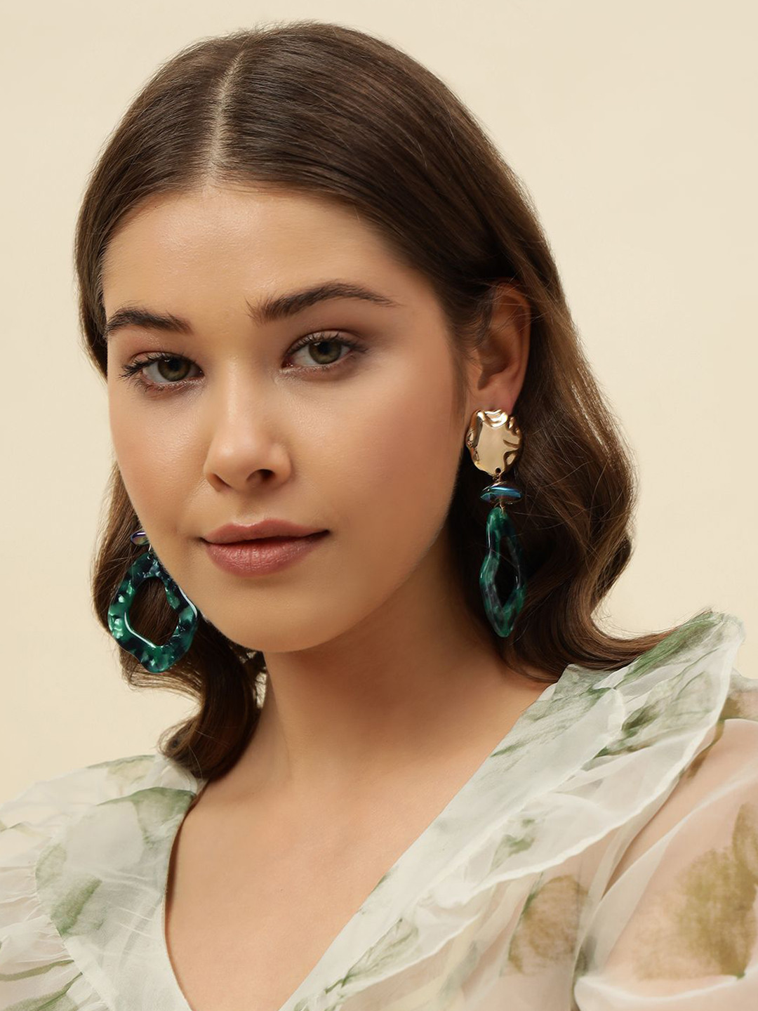 Beatnik Brass-Plated Contemporary Drop Earrings