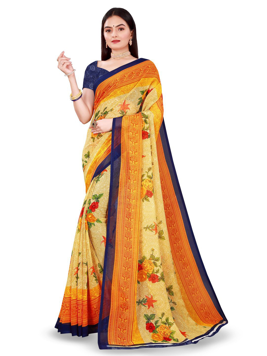 Moda Rapido Women Solid Pure Georgette Saree