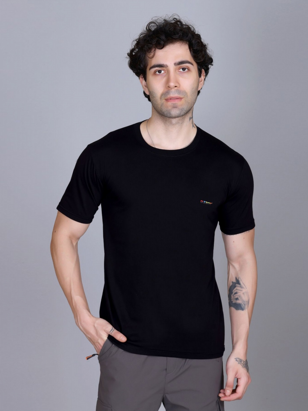 Dzant Men Air Max Solid Round Neck Cotton T-shirt