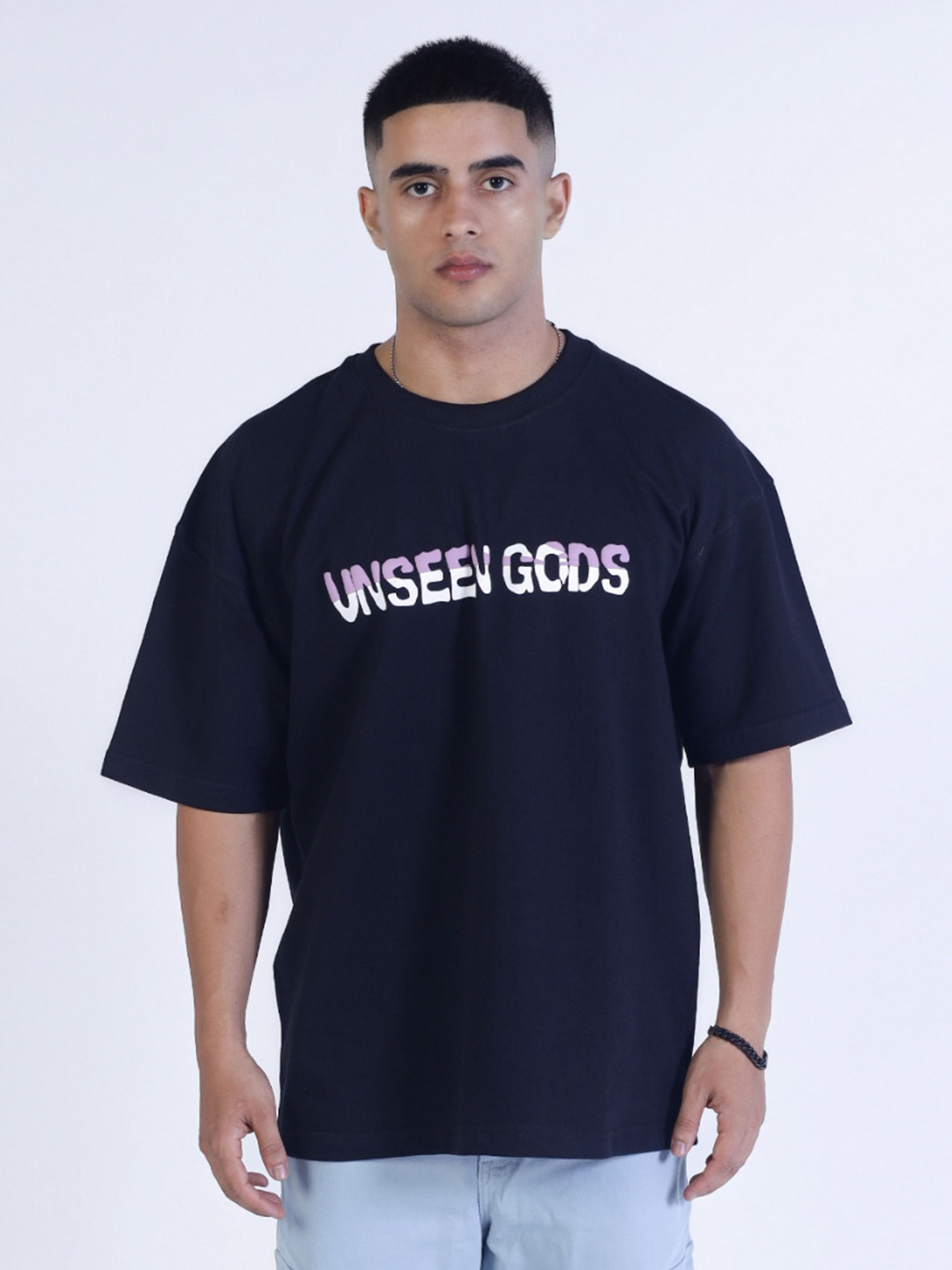 Unseen Gods Men Graphic Printed Round Neck Cotton Oversized T-shirt